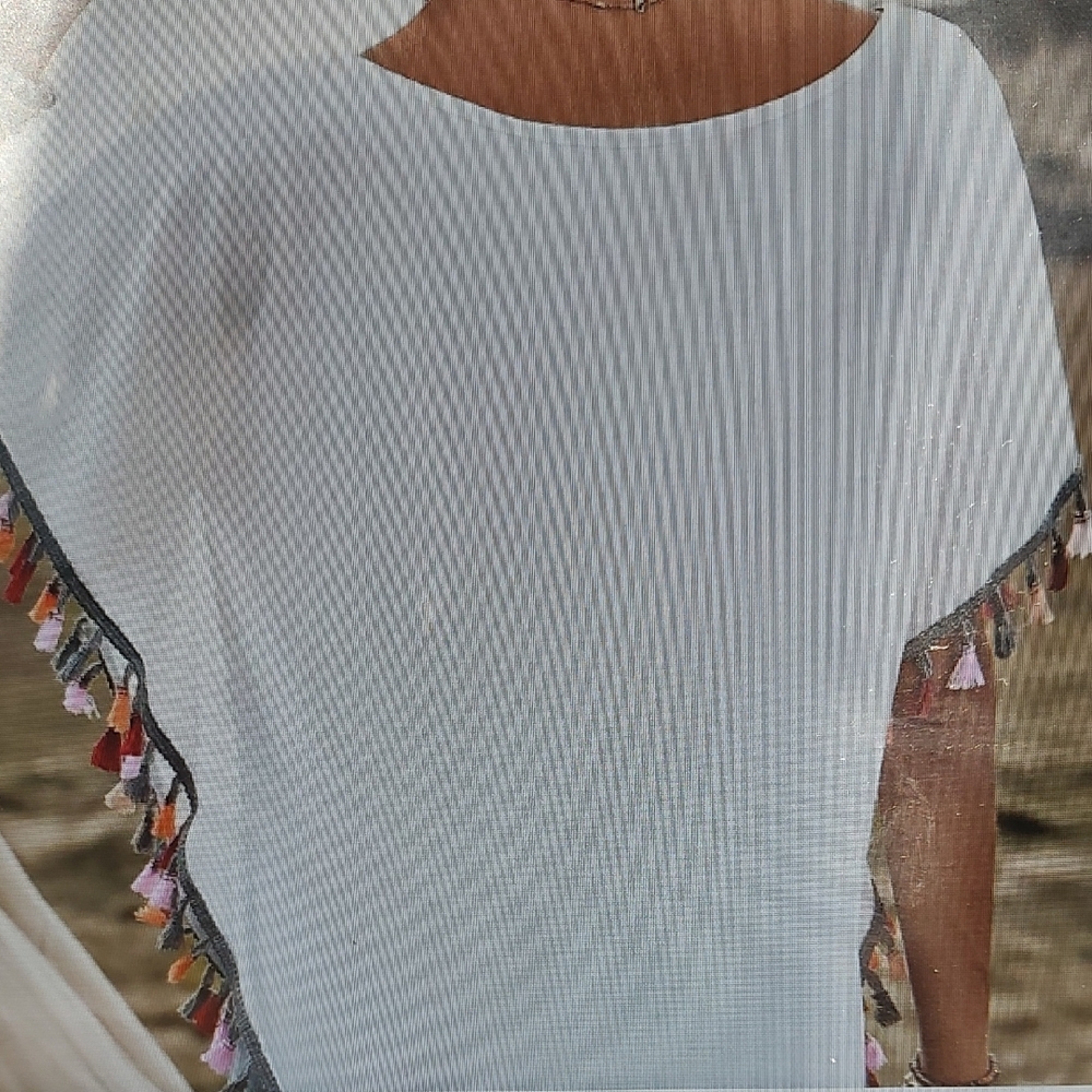 NWT Off-Shoulder Top with Colorful Tassels - Picture 2 of 2